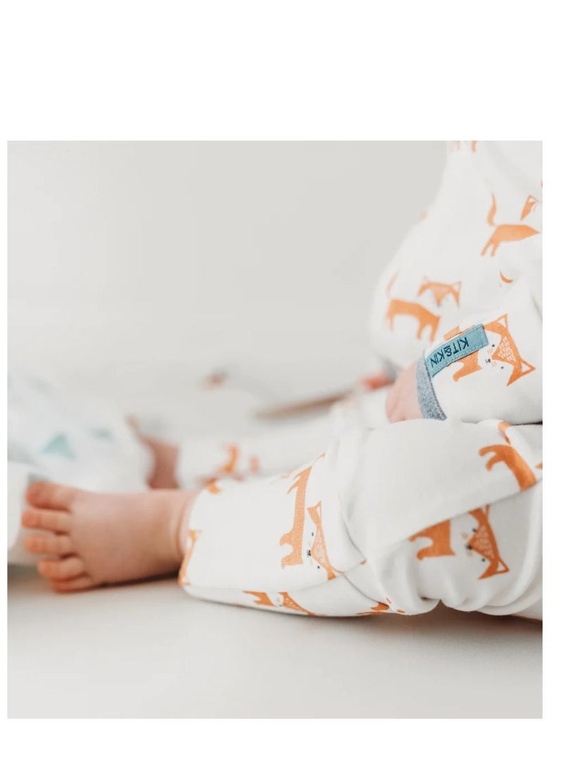 Kit & Kin All‑in‑One Baby Onesie – Super Soft 100 % Organic Cotton │ Easy Zip‑Up & Safety Placket │ Fold‑Over Mitts & Feet │ Unisex Fox Design 6-12 Months