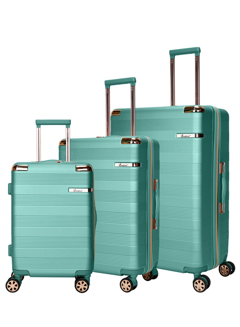 Hard Case Trolley Luggage Set For Unisex ABS Lightweight 4 Double Wheeled Suitcase With Built In TSA Type Lock A5125 Set Of 3 Light Green