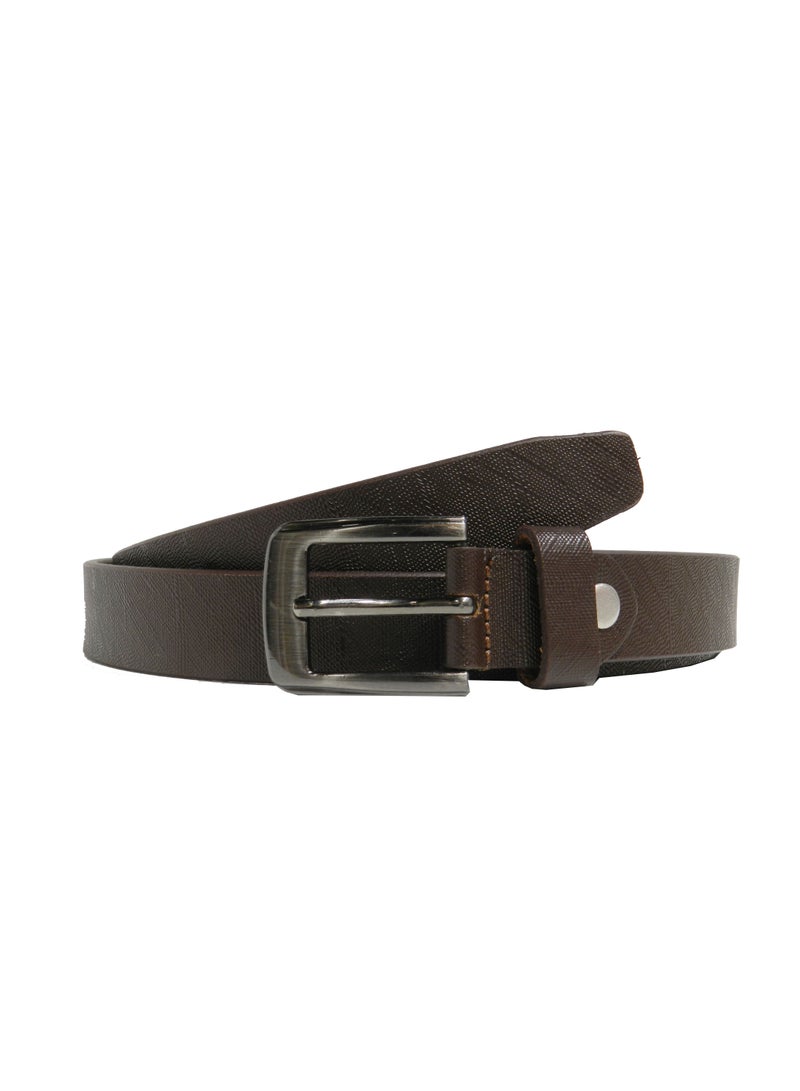 GENUINE LEATHER 25 MM UNISEX  FORMAL  BELT  IN BROWN