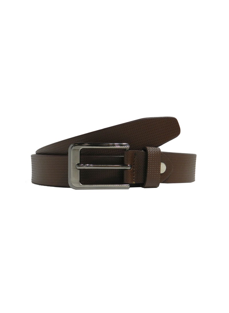 GENUINE LEATHER 30 MM FROMAL BELT FOR UNISEX IN BROWN