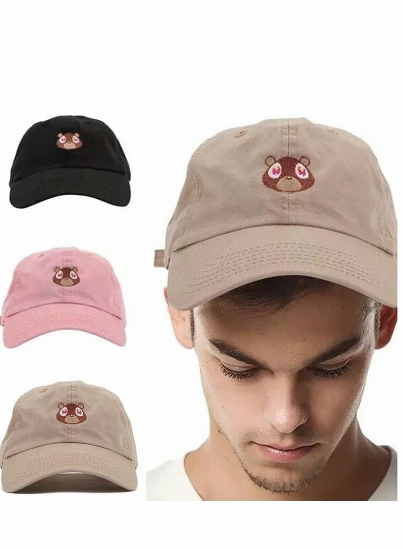 Cute Bear Embroidery Cotton Hat Hip-Hop Baseball Cap Adjustable for Unisex Hats