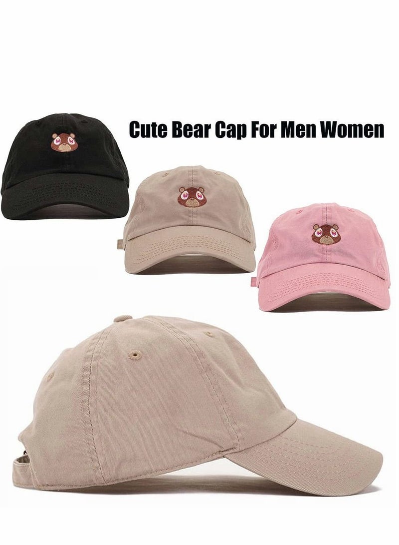 Cute Bear Embroidery Cotton Hat Hip-Hop Baseball Cap Adjustable for Unisex Hats