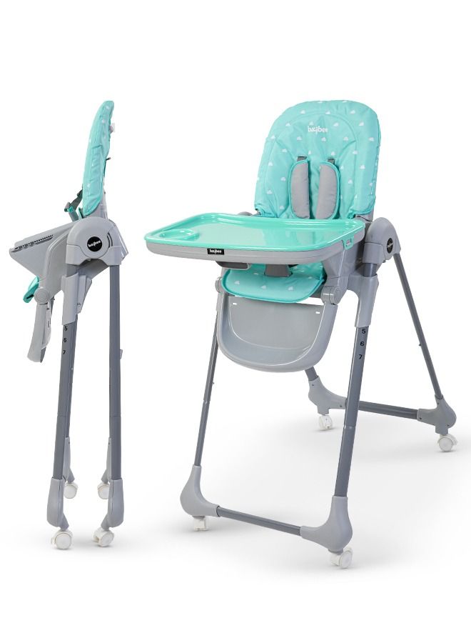 2 in 1 Baby High Chair for Kids Feeding with 7 Height Adjustable Recline Footrest Baby Chair Booster Seat with Food Tray Belt Kids High Chair for Baby 6 Months to 4 Years Boy Girl Green