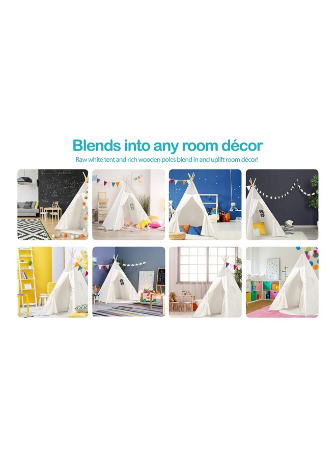 5 Poles Portable Breathable Compact Lightweight Canvas Teepee Eco- Frinedly Play House Tent