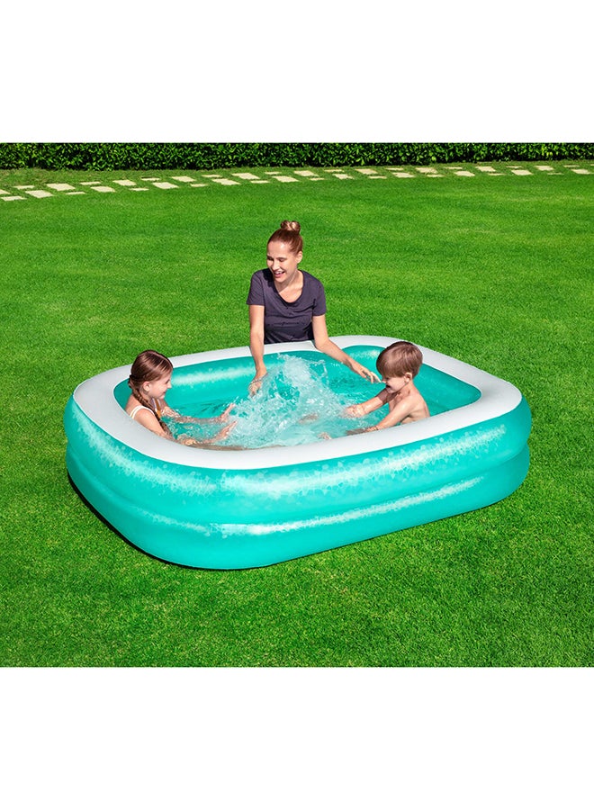 Blue Rectangular Inflatable Family Pool 201x150x51cm