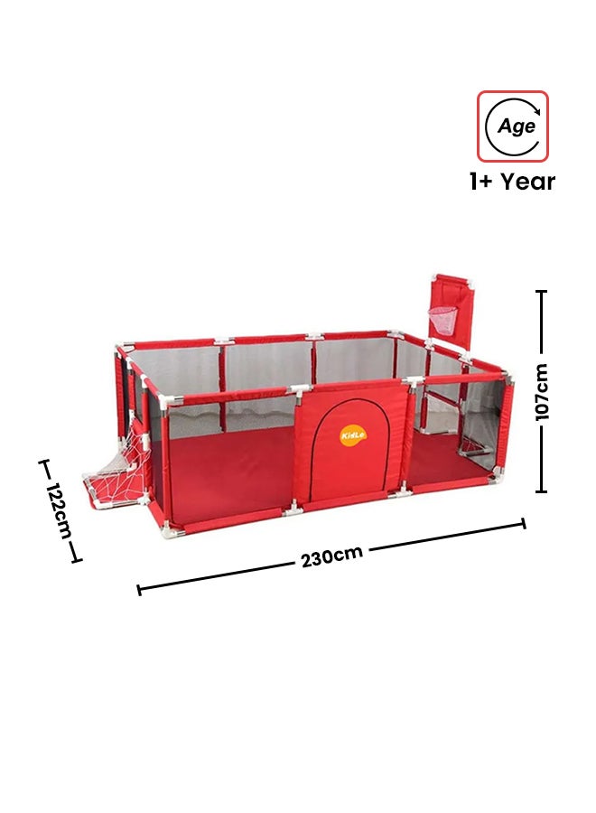 Playpen With Net With Stainless Steel Frame And Safety Net For Safe Fun Time 230x122x107cm