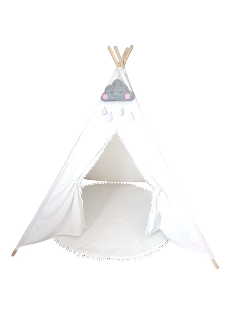Cotton Pompom Crafted Teepee With Mattress