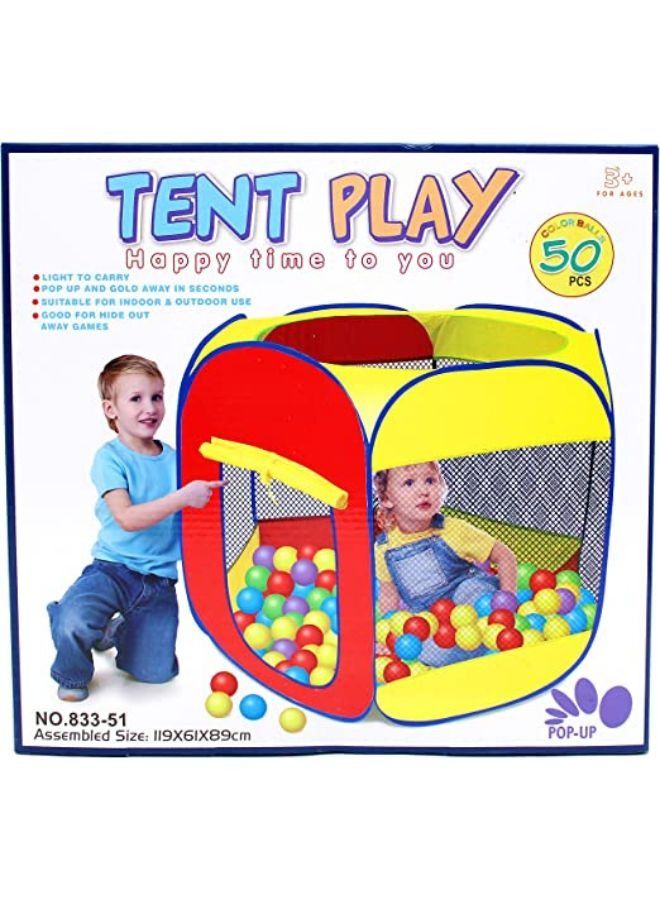 Tent Play House Foldable Pop UpTent Play Play House for Children Ocean ball Pool Indoor and Outdoor Including:50 Pcs Colorful Soft Plastic Ocean Fun Ball