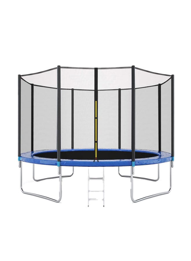 12ft Large Kids Outdoor Round Trampoline Safety Net With Stair 366X366X250cm