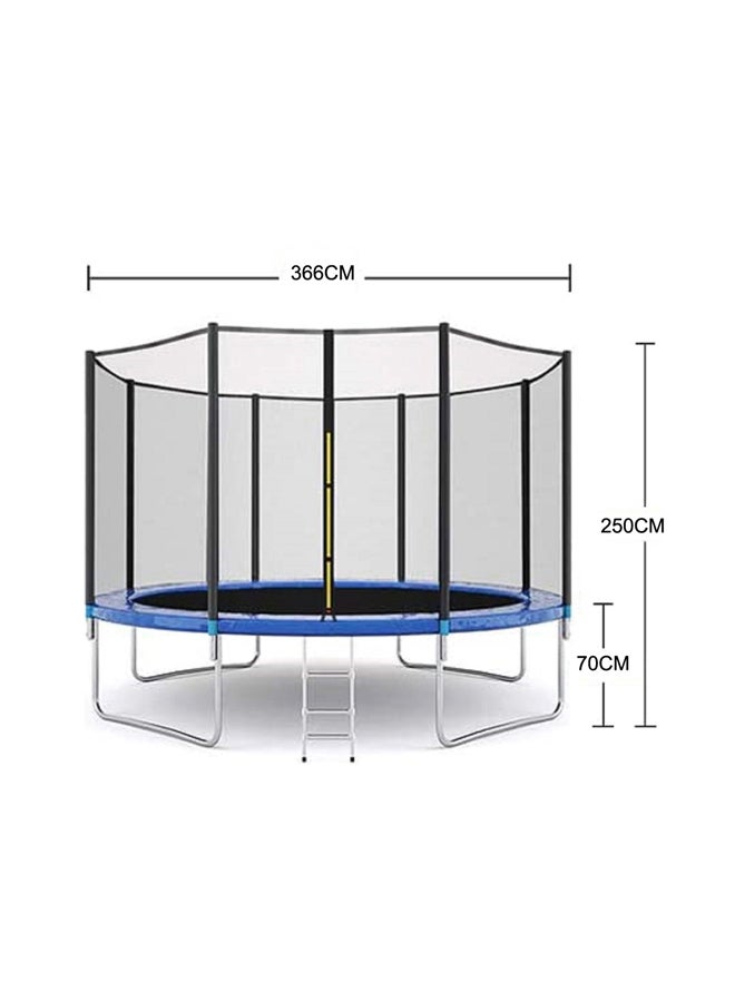 12ft Large Kids Outdoor Round Trampoline Safety Net With Stair 366X366X250cm