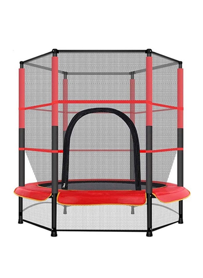 5.5 Feet Indoor And Outdoor Kids Trampoline With Enclosure - Red 140x140x160cm
