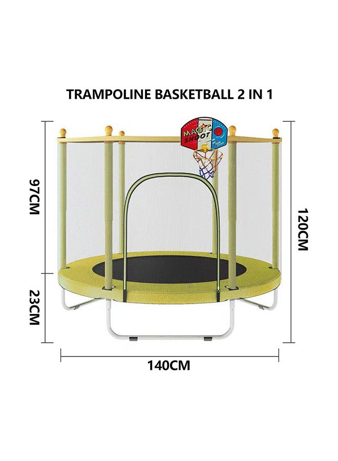 5.5 Feet Fancy And Funny Jumping Trampoline With Basketball Hoop 140x140x120cm