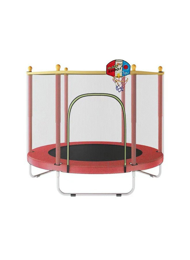 5.5-Feet Waterproof Breathable Full Enclosured Portable Jumping Trampoline With Basketball Hoop 140x140x120cm