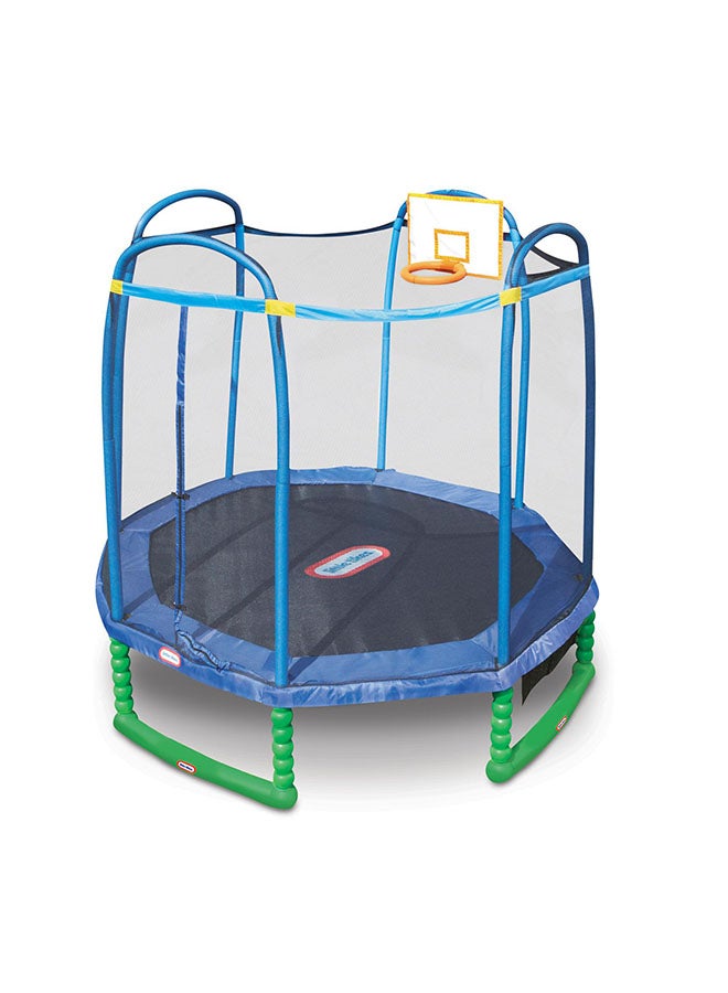 10Ft Sports Trampoline With Basket Ball Hoop 137.1x340x159.7cm