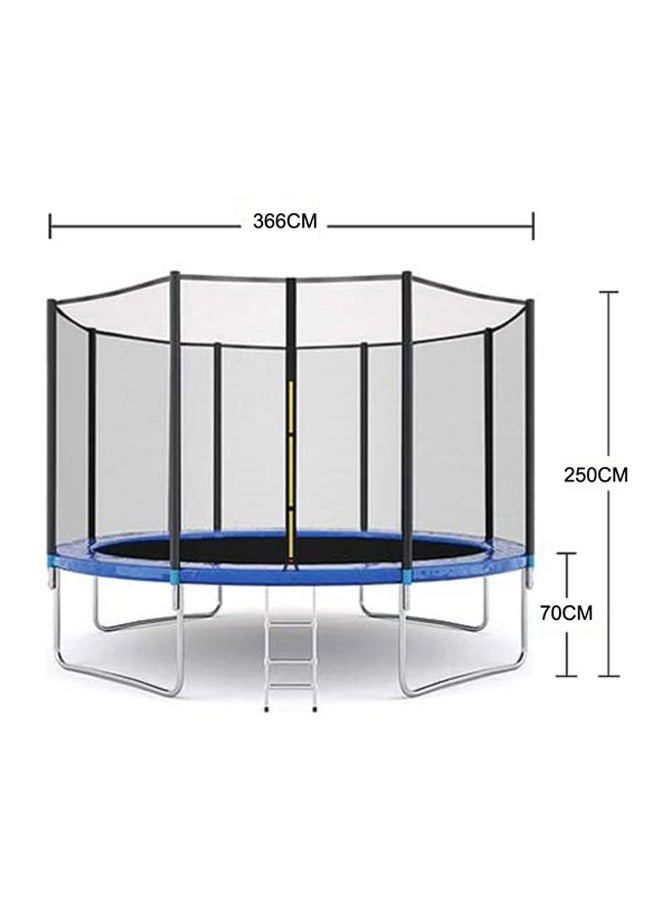 12feet Deluxe Outdoor Trampoline With Inside Net Enclosure And Ladder 366x366x250cm