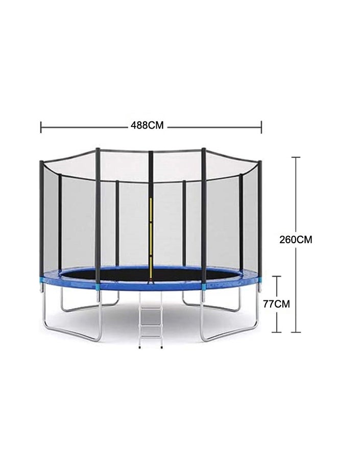 16feet Trampoline With Safety Enclosure Net And Ladder 488x488x260cm