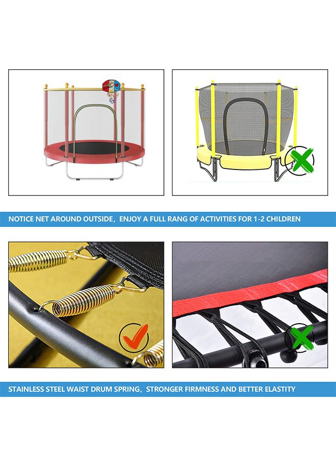 5.5ft Stylish Jumping Trampoline With Basketball Hoop 140x140x120cm