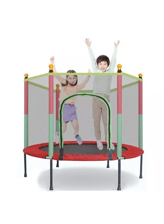 4.5ft Outdoor Kids Mini Jumping Trampoline With Safety Enclosure Net