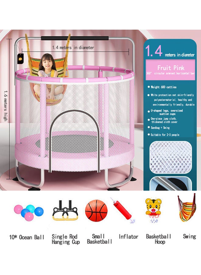 Children's Indoor Home With Guard Net With Horizontal Bar Bouncing Bed Trampoline with Safety Enclosure Net Outdoor