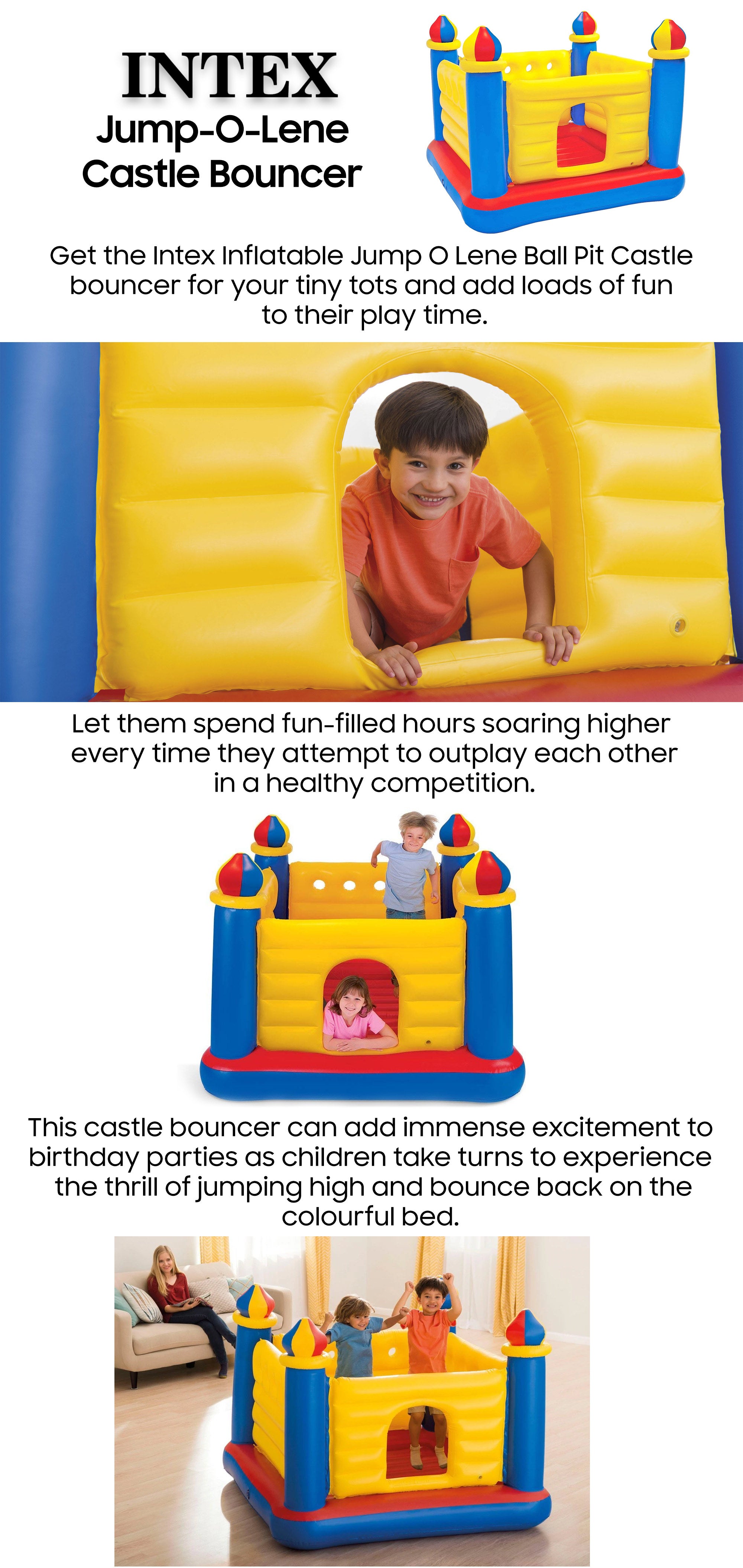 Jump-O-Lene Inflatable Bouncer Castle House 1.75m x 1.75m x 1.35m