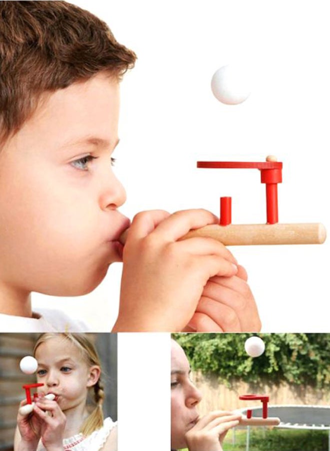 2-Piece Wooden Blowing Ball Game Toys Set 15x4cm