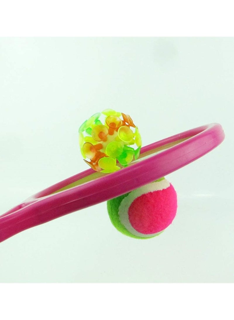 Balls Game, Dual Side Toss Catch Disc Paddles Sports Ball Parent-Child Interactive Game for Adults Kids 2 Board, 2 Ball, Random Color