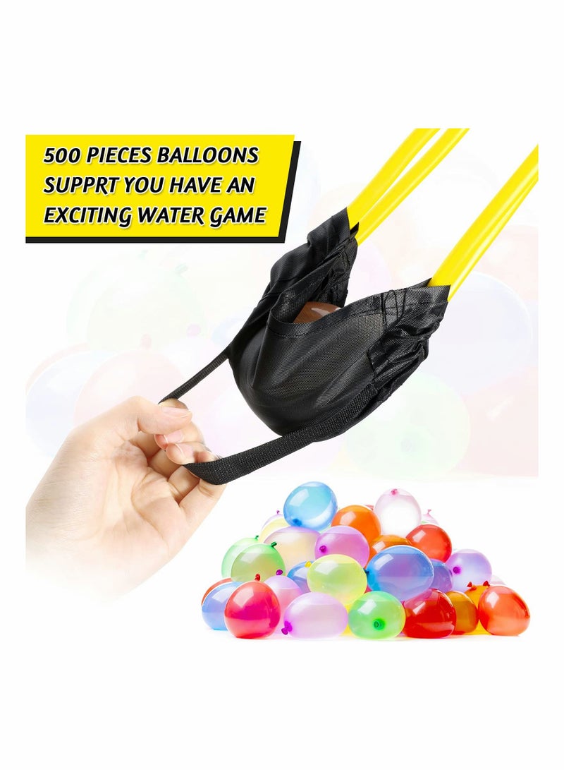 2 Pieces Water Balloon Launcher 500 Yard with 500 Balloons, 2-3 Person Balloon Giant Sling T-shirt Launcher