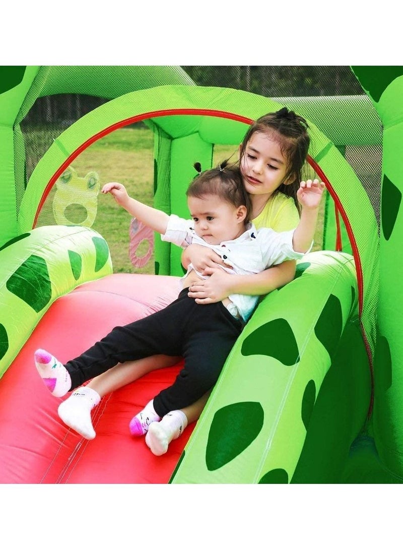 Outdoor Inflatable Bouncer Kids Bouncy Castle With Slide For Children(Frog Green)