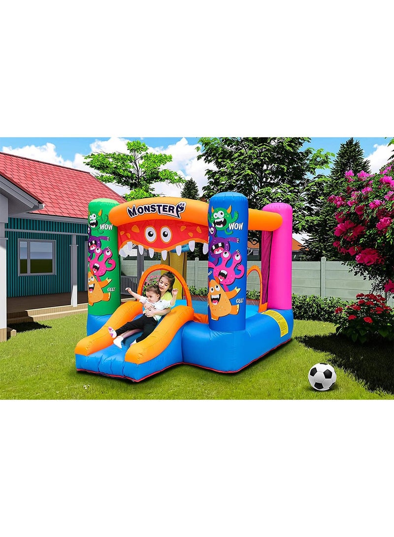 Outdoor Inflatable Bouncer Kids Bouncy Castle With Slide For Children(Monster Blue)