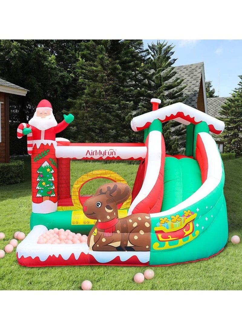 Outdoor Inflatable Bouncer Kids Bouncy Castle With Slide For Children(Christmas Red)