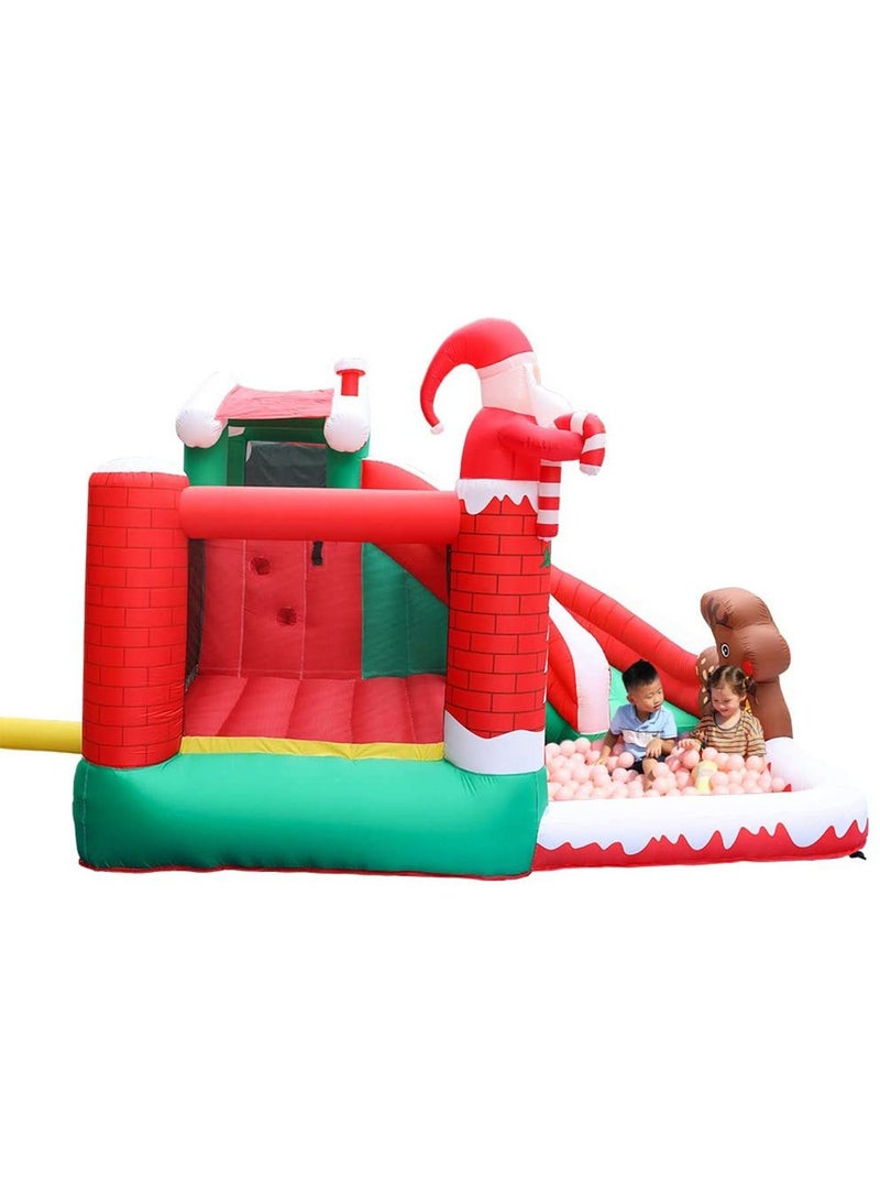 Outdoor Inflatable Bouncer Kids Bouncy Castle With Slide For Children(Christmas Red)