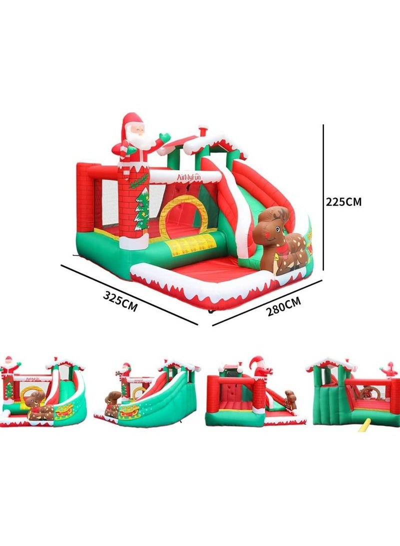 Outdoor Inflatable Bouncer Kids Bouncy Castle With Slide For Children(Christmas Red)