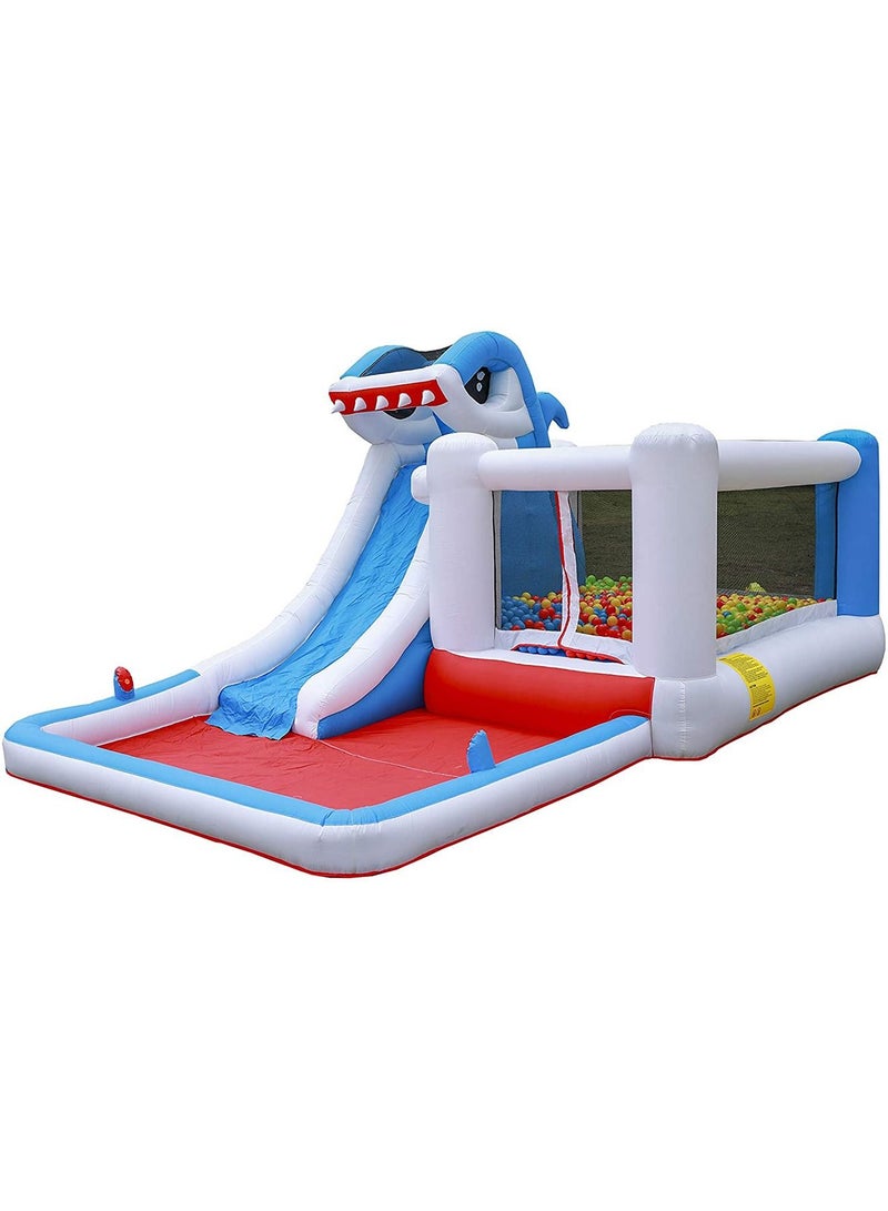 Outdoor Inflatable Bouncer Kids Bouncy Castle With Slide For Children(Shark Blue)