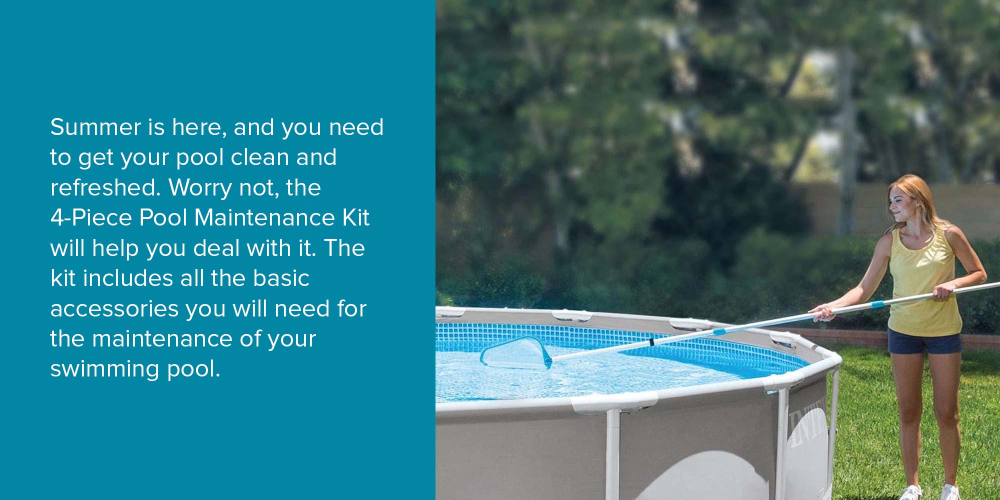 4-Piece Pool Maintenance Kit 28x10x93cm