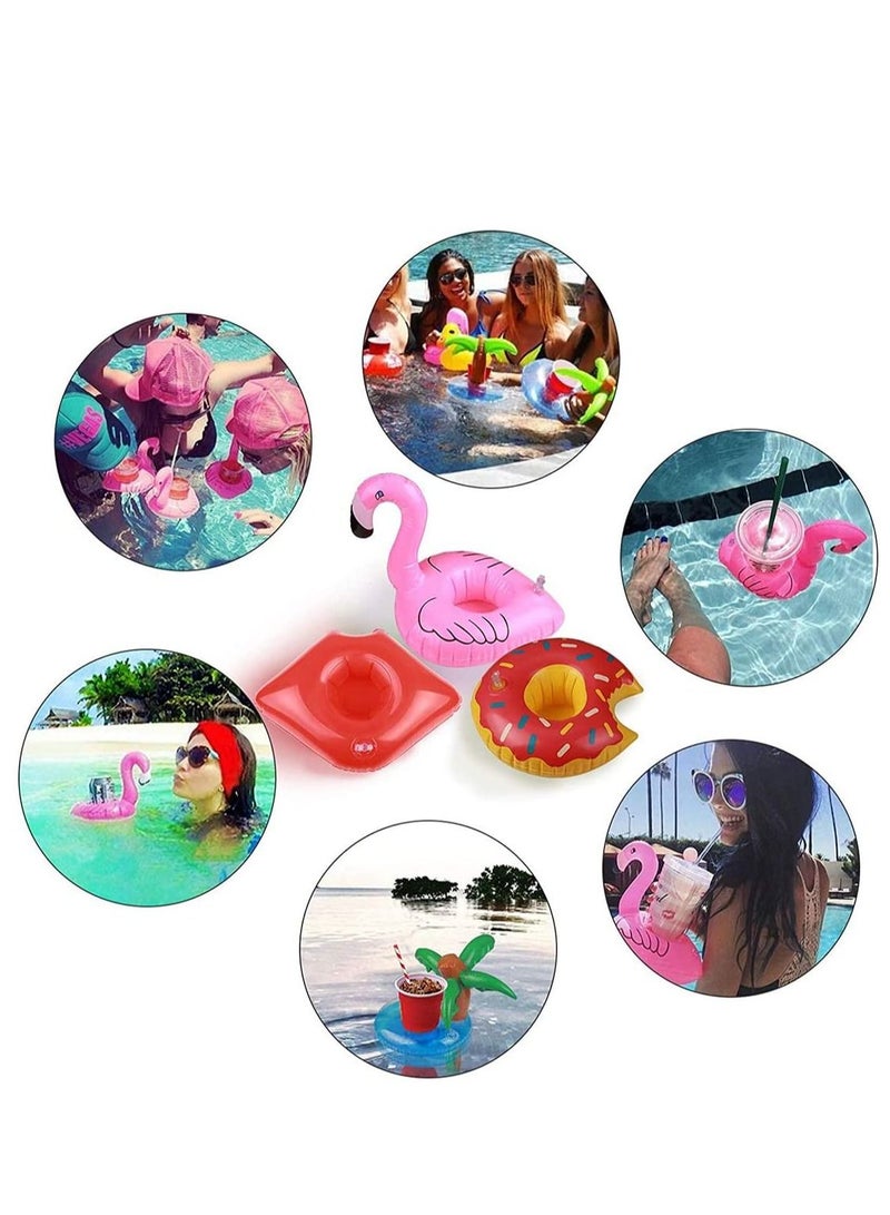 15Pcs Inflatable Drink Holders With 1 Pcs Air Pump, Cute Cup Coasters Floats For Summer Pool Party Decorations Fun Tub Toys For Kids Bath Shower