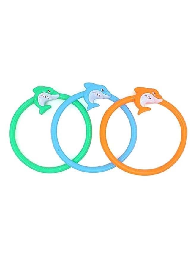 3-Piece Easy Grap Shark Design Underwater Swimming Ring Set