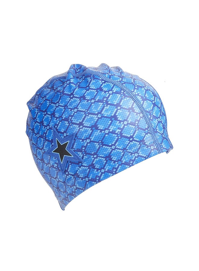 Royal Blue Snake Print Star Swim Cap
