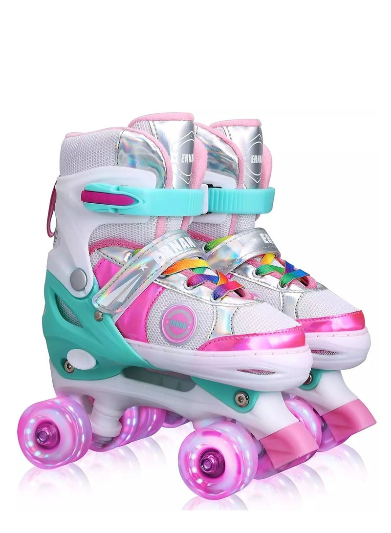 Kids Adjustable Roller Skates for Girls - Size: M (33-37)EU