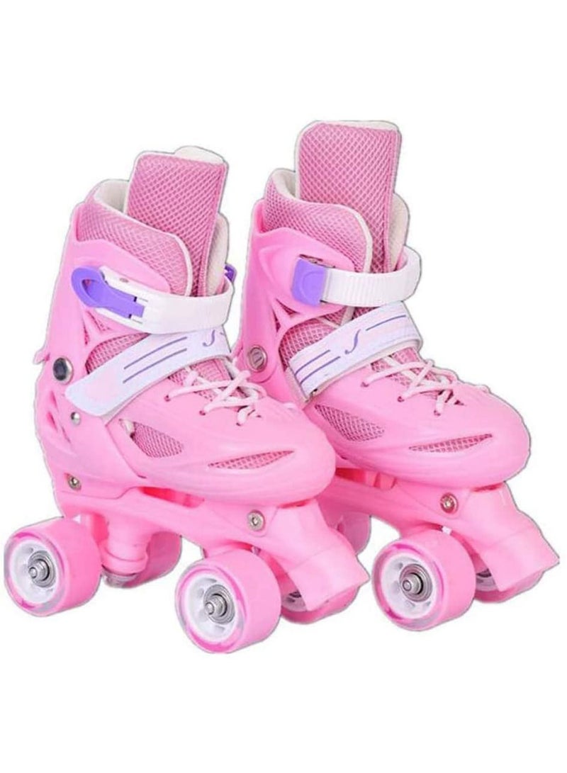 Adjustable Roller Skate Shoes Double Row For Children(Pink)