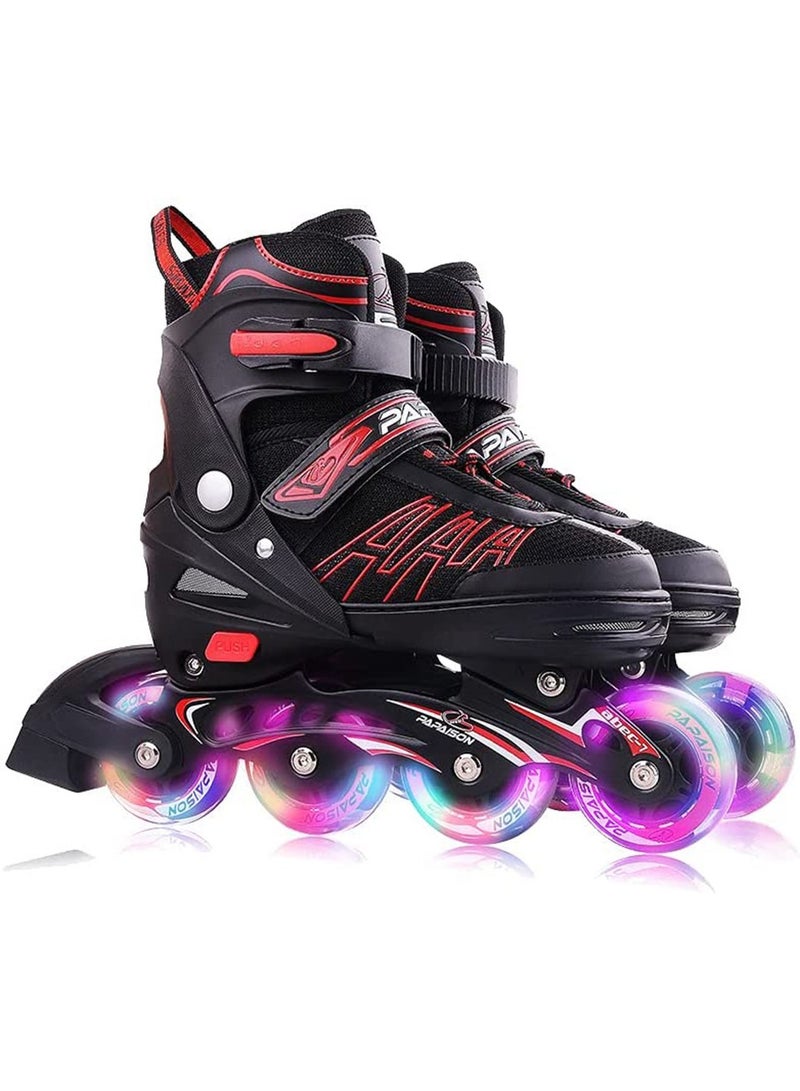 Adjustable Inline Roller Skates for Kids and Adults All Lighting Wheels M Red(33_36)