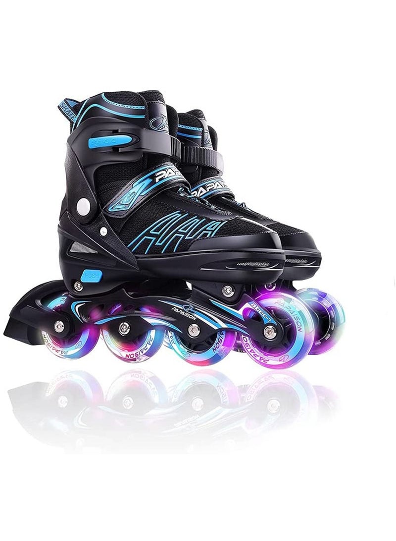 Adjustable Inline Roller Skates Skates for Kids and Adults All Lighting Wheels Blue(27_32)S