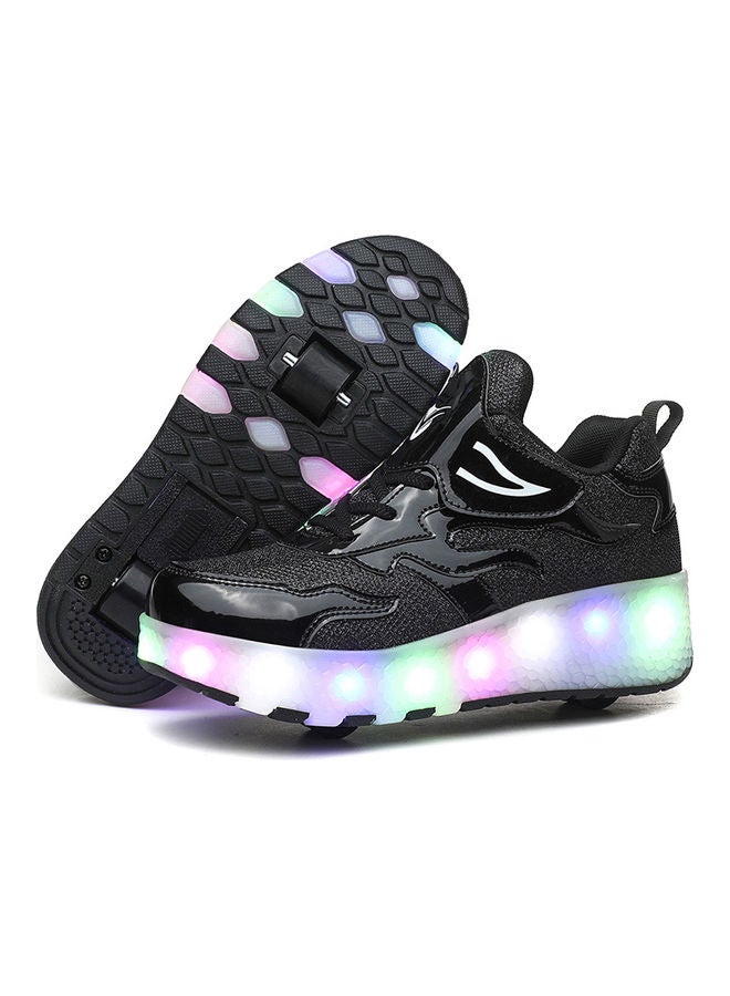 The New Trend Of Children's LED Light Up Rechargeable Luminous Double Wheel Heelys Skates, Breathable Youth Student Sports Shoes