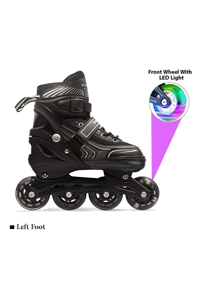 Soccerex Youth Inline & Roller Skates Shoes Complete Set (Black)