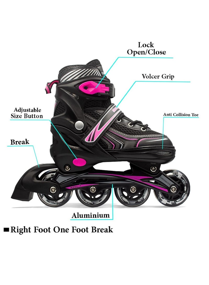 Soccerex Complete Set of Inline & Roller Skates Shoes for Kids, Youth, & Adults