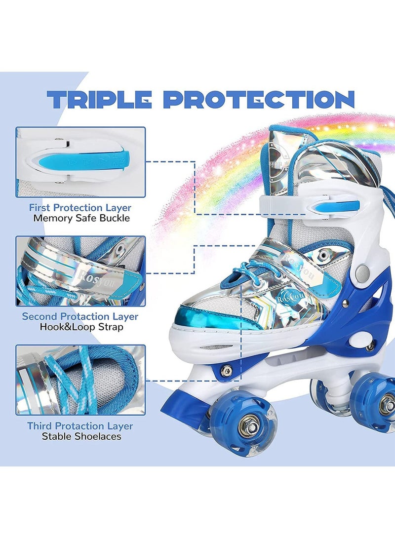Adjustable Roller Skates with All Wheels Light up, for Girls and Kids