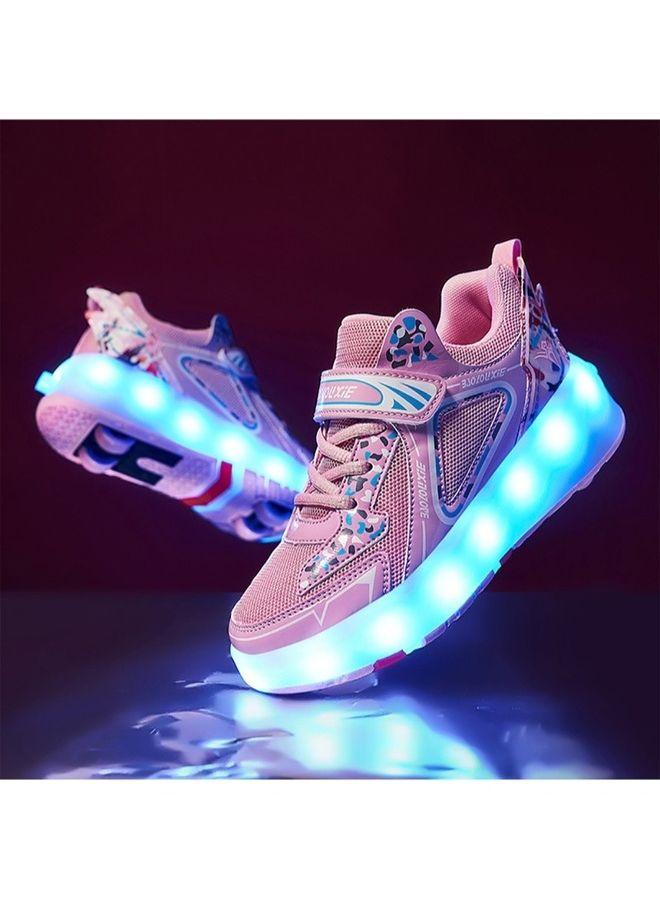 Kids Roller Skates Shoes Rechargeable Skates Shoes With Double Wheels Sport Sneaker Outdoor Luminous Shoes for Kids For Boys Girls 38feet