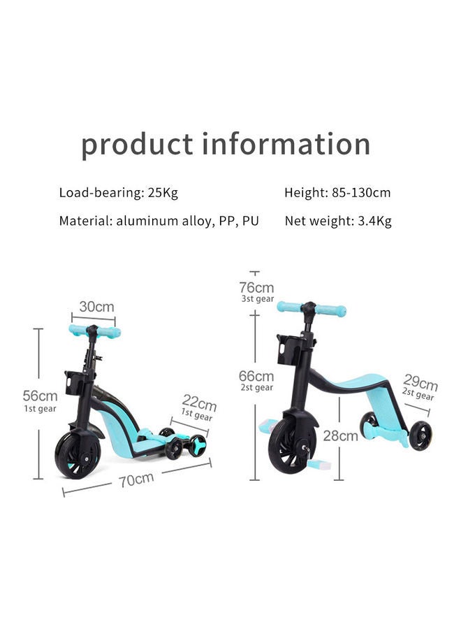 3-In-1 Multifunctional Balance Tricycle 76x29x28cm