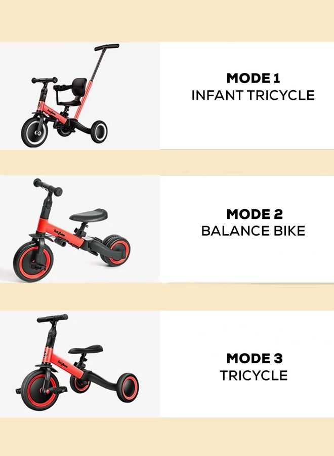 5 In 1 Kids Cycle Tricycle For Kids Smart Baby Tricycle Cycle With Eva Wheels Parental Adjustable Push Handle Seat Pedal And Safety Belt Tricycle Cycle For Kids 1 To 3 Years Boys Girls Red