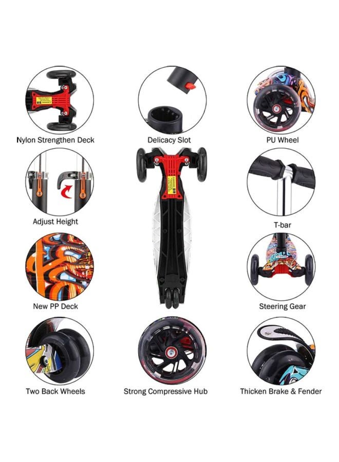 Kids Scooter Foldable Kick with LED Light Up Wheels for Toddlers 56x79x23cm