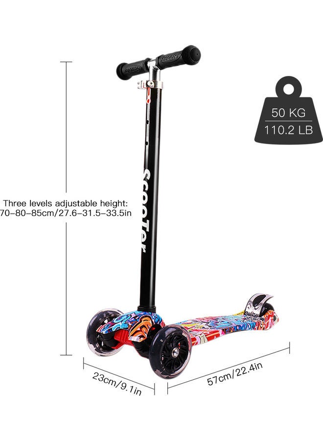 Kids Scooter Foldable Kick with LED Light Up Wheels for Toddlers 56x79x23cm